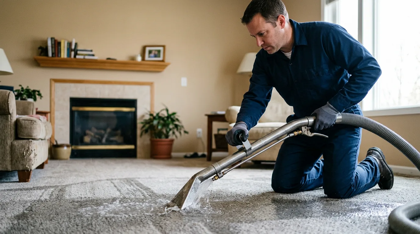 Water damage restoration technician working near Eau Claire, PA